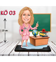 Kişiye Özel Ahşap Biblo - Kadın Öğretmen Karikatür Biblo - Öğretmen Biblo 3