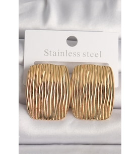 Pirinç Gold Renk İşlemeli Kare Plaka Model Kadın Küpe 5886 - SSSSSS5954-2193