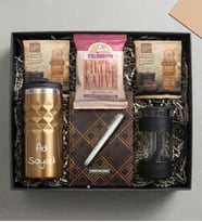 Kişiye Özel Gold Geometrik Termos & French Press & Defter & Kalem & Filtre Kahve & 2'li Pratik Filtre Kahve