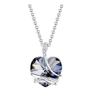 Monemel Swarovski Taşlı Siyah Kalp Kolye (Altın Kaplama) Anneler Günü Hediyesi, Sevgiliye Hediye (Aynı Gün Teslimat)