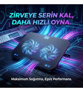Güçlü Çift Fanlı Dizüstü Bilgisayar Soğutma Standı - 17 İnç Uyumlu, Sessiz Çalışma, Gaming Notebook Soğutucu Panel