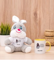 Kişiye Özel Sen Onu da Soğutursun Esprili Peluş Tavşan ve Sarı Kupa