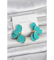 Turkuaz Mineli Lotus Model Pirinç Kadın Küpe - TJ-BKP11730
