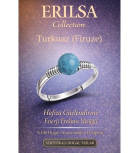 Sertifikalı Hafıza Güçlendirme Enerji Yüzüğü – Turkuaz Firuze Ayarlanabilir İnce İkizler Kova Burcu (Çok Renkli)