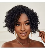 Siyah Kısa Afro Yan Tül Peruk