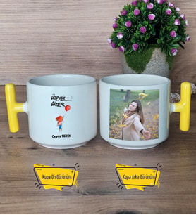 Ütopyalar Güzeldir Kupa Bardak Fotoğraflı T Sarı Kulplu Arkadaşa Sevgiliye Kardeşe Doğum Günü Hediyesi