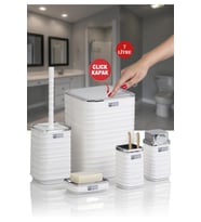 Luna Beyaz Kromlu Kare 5'li Banyo Seti