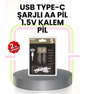 Tekrar Şarj Edilebilir AA USB Type-C Pil 1000+ Döngü 1.5V Sabit Voltaj