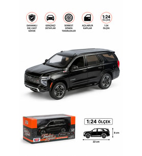1:24 Chevrolet Chevy Tahoe Z71 2025 Siyah Diecast Metal Model Araba