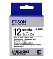 Epson LK-4WBW Güçlü Yapışkanlı Beyaz Üzeri Siyah 12mm 9Metre Etiket