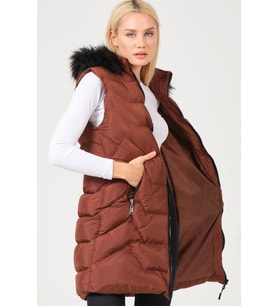Z6761 DEWBERRY BAYAN YELEK-KAHVE