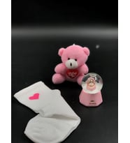 Mini küre ayıcık  Sevgiliye Hediye 14 Şubat Hediyesi çoraplı Sevgili Kombini 