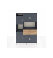 Hyperion Dolap 8 Raflı 2 Çekmeceli 6 Kapaklı 132x44x195 Antrasit-Antrasit/Çam