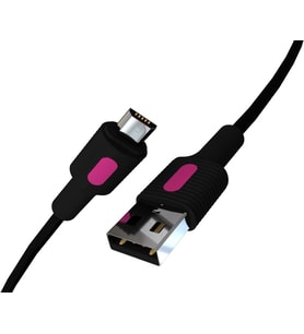 Coral Micro Usb Hızlı Kablosu (Siyah + Fuşya/Siyah Uç) (120 Cm)