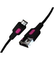 Coral Micro Usb Hızlı Kablosu (Siyah + Fuşya/Siyah Uç) (120 Cm)