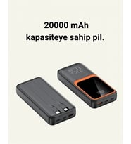 20000 Mah Powerbank  Çok Kablolu, Dijital Göstergeli, Yüksek Hızlı Şarj Cihazı