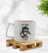 BK Gift Sevimli Çizim Önce Kahve Tasarımlı Middle Kupa-5, Arkadaşa Hediye, Sevgiliye Hediye