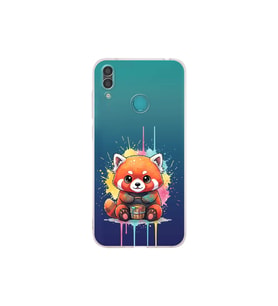 Huawei Y7 2019 ile Uyumlu Splash Tilki Tasarımlı Şeffaf Silikon Kılıf