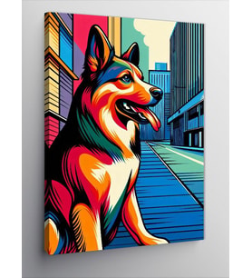 Kanvas Tablo Neon Köpek Portresi