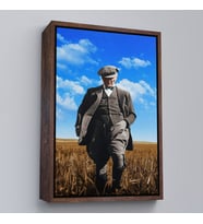 Çerçeveli Atatürk Portre Tablosu Mustafa Kemal Atatürk Dikdörtgen Dekoratif Kanvas Tablo (Kahverengi)