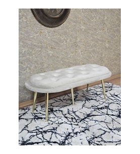Ufo Oturak Bench - Gold Kaplama Sivriltme Ayak - Oturak - Bench - Puf - Yatak Ucu Pufu Krem Renk 100 x 50 Boyut/Ebat (Çok Renkli)