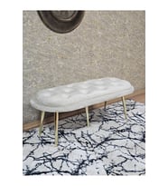 Ufo Oturak Bench - Gold Kaplama Sivriltme Ayak - Oturak - Bench - Puf - Yatak Ucu Pufu Krem Renk 100 x 50 Boyut/Ebat (Çok Renkli)