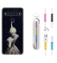 TCL 10L 10 Plus 10SE 20E 20SE 30SE L7 Kılıf Kablo Koruma Spiral Silikon Star Woman 1332