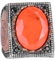 Paraiba Yapay Kırmızı Taş Gümüş Yüzük, 925 Ayar Gümüş Erkek Yüzüğü, Davut Yıldızı Yüzüğü