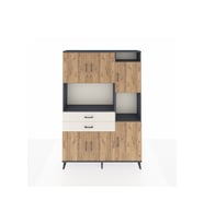 Arges Dolap 9 Raflı 2 Çekmeceli 6 Kapaklı 132x30x195 Antrasit-Çam/Aytaşı