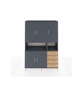 Hyperion Dolap 7 Raflı 4 Çekmeceli 5 Kapaklı 132x44x195 Antrasit-Antrasit/Çam