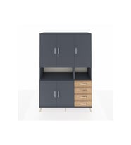 Hyperion Dolap 7 Raflı 4 Çekmeceli 5 Kapaklı 132x44x195 Antrasit-Antrasit/Çam