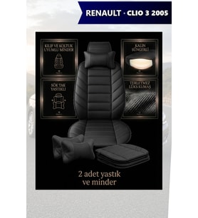 renault clio 3 2005 Koltuk ve Kılıf uyumlu Lüks Yastık Siyah Minder 2 Minder 2 Yastık