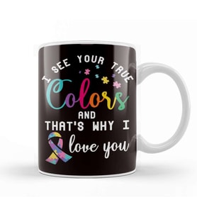 True Autism Colors Autistic Awareness Ribbon Special Needs Kupa Bardak Porselen