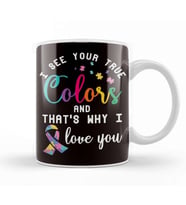 True Autism Colors Autistic Awareness Ribbon Special Needs Kupa Bardak Porselen
