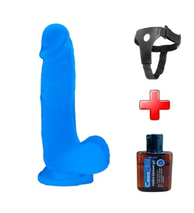 Lilitu Shop Gece Parlayan Fosforlu Belden Bağlamalı 19 cm Realistik Vantuzlu Şeffaf Dildo Penis