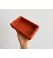 Dikdörtgen Model Beton Kedi Köpek Mama ve Su Kabı 18 x 10,5 x 4,5 cm - Kiremit