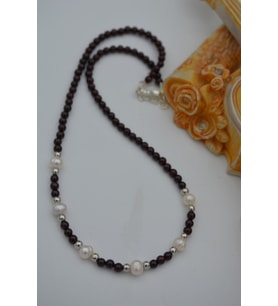 STONEAGE Lal Garnet ve İnci Taşlı Bayan Kolye