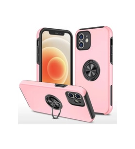Newface Apple iPhone 12 Kılıf Elit Yüzüklü Kapak - Pembe