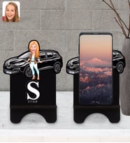 BK Gift Kişiye Özel Plakalı Kadın Renault Kadjar Karikatürlü Ahşap Biblo Telefon Standı-2