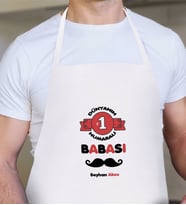 BK Gift Kişiye Özel Dünyanın 1 Numaralı Babası Tasarımlı Beyaz Mutfak Önlüğü-1