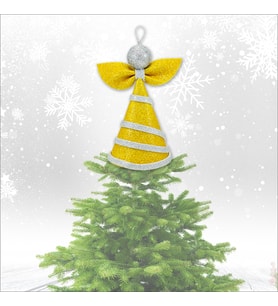 Yılbaşı Ağacı Simli Eva Külah Tepelik, 14cm x 9cm - Altın (STD)