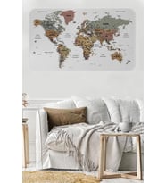 Türkçe Eğitici Ülke Ve Başkent Detaylı Atlası Dünya Haritası Duvar Sticker -60x105-3852