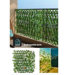 Ahşap Yapay Sarmaşıklı Açılır Kapanır Akordeon Çit 200X90 - 240X70 - 250X67 -280 X 45