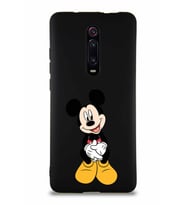 Xiaomi Mi 9T Soft Premier Kapak Mickey Mouse-A Tasarımlı Silikon Kılıf - Siyah (Şeffaf)