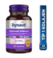 Dynavit Diamond Collagen&Hyaluronic Acid Complex 30 Tablet - Saç&Cilt&Tırnak - Hidrolize Peptit Tip 1 Balık Kolajeni, Hyaluronik