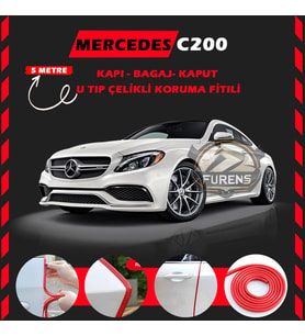 Mercedes C200 Oto Araç Kapı Koruma Fitili 5metre Parlak Kırmızı Renk
