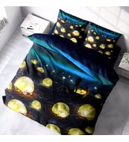MonoHome Moon River 3D Pamuk Saten Çift Kişilik Nevresim Takımı (Çok Renkli)