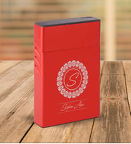 BK Gift Kişiye Özel Kırmızı Slim Boy Metal Sigara Kutusu-2