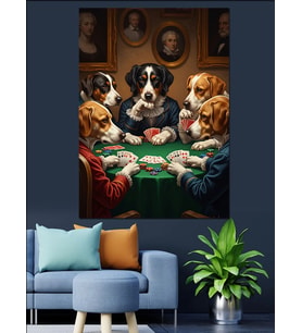 Masada Kart Oynayan Köpekler Dekoratif Kanvas - Mdf Ahşap Tablo
