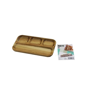 Lunaev Akasya Dikdörtgen 4 BÖLMELİ=3+1 Ahşap Servis Sunum Tepsi - Tahtası 25 X 14 X 1.4 cm